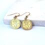Handmade 24k Gold Plated Coin Earrings With Ear Wire, thumbnail 2 of 10