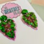Chinese Evergreen Leaf Glitter Resin Earrings, thumbnail 2 of 5