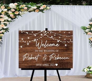 Personalised Wedding Welcome Sign With Printed Lights, 2 of 2