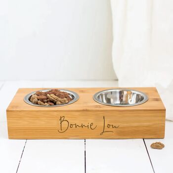 Personalised Name Bamboo Double Dog Or Cat Bowl, 3 of 3