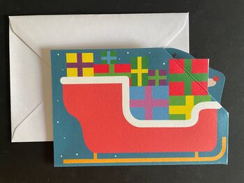 Handmade Santa Riding His Sleigh Pop Up Christmas Card, 3 of 3