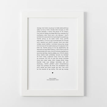 Personalised Letter From Bump To Daddy Print By The Stamford Studio