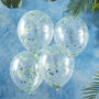 Dinosaur Green And Blue Confetti Filled Party Balloons, thumbnail 1 of 3