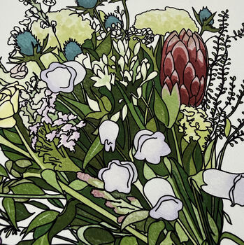 Wedding Bouquet Custom Hand Drawn Illustration Portrait, 5 of 5