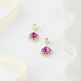 Fuchsia Pink Swarovski Crystal Snow Drop Earrings, thumbnail 2 of 6