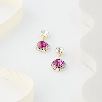 Fuchsia Pink Swarovski Crystal Snow Drop Earrings, 2 of 6