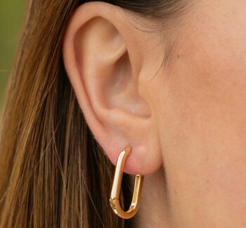 Olivia Oval Gold Hoops, 2 of 5