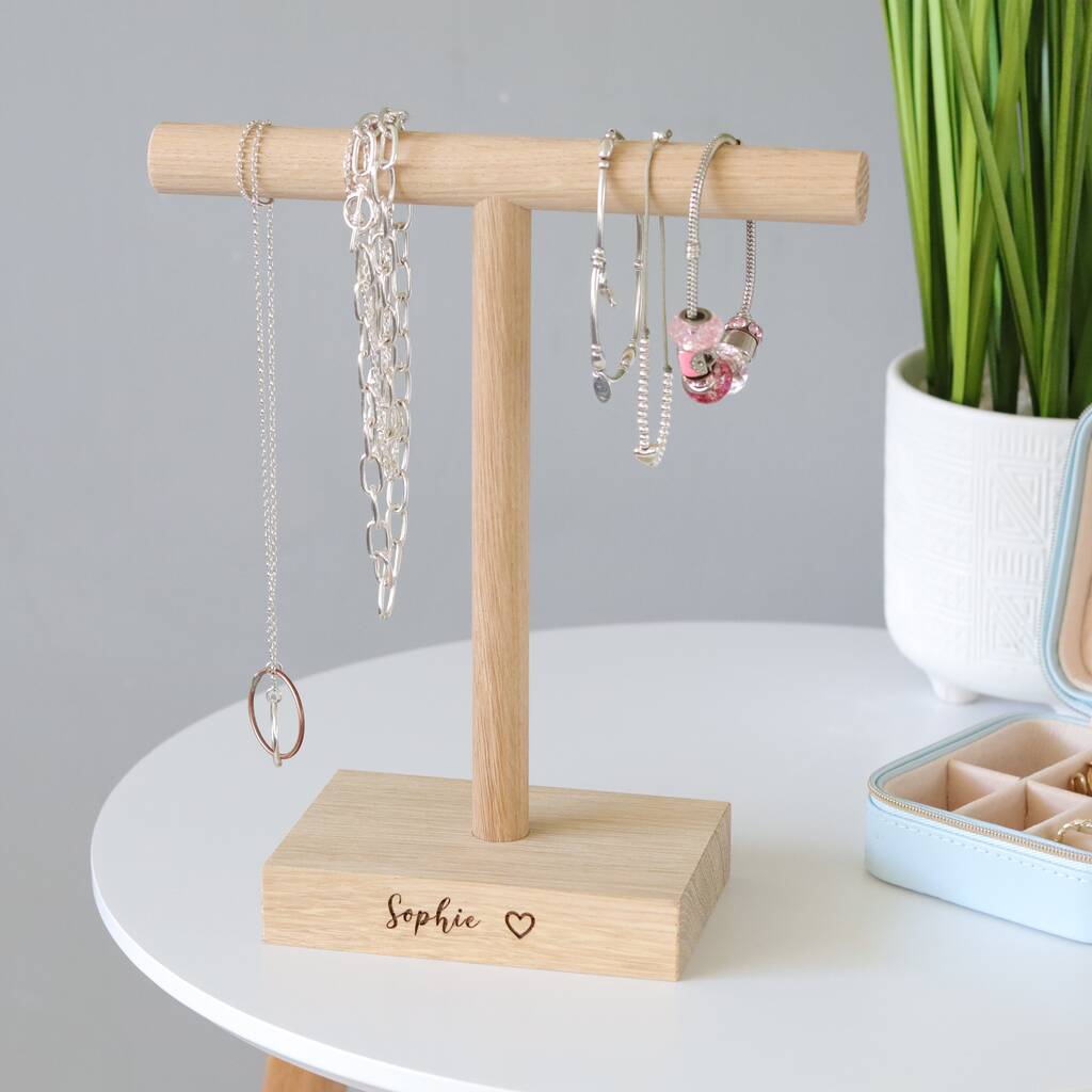 Personalised Light Oak Jewellery Stand Various Sizes, 1 of 12