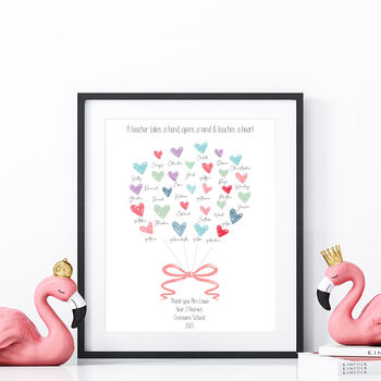 Personalised Teacher Gift Heart Print, 9 of 10