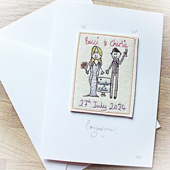 Wedding Card, Personalised, Embroidered, 4 of 12