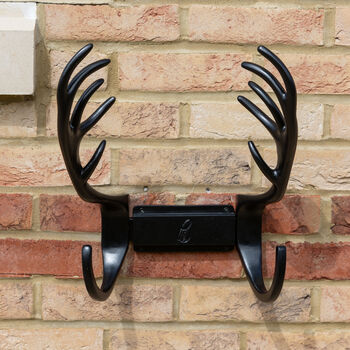 Stag Antlers Hose Pipe Holder Black Finish, 5 of 5