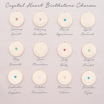 Crystal Heart Birthstone Personalised Disc Necklace, 5 of 9