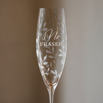 Personalised Set Of Two Floral Crystal Champagne Flutes, 3 of 10