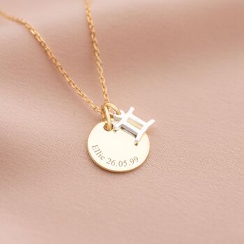 Sterling Silver Zodiac Charm Disc Personalised Necklace, 5 of 12