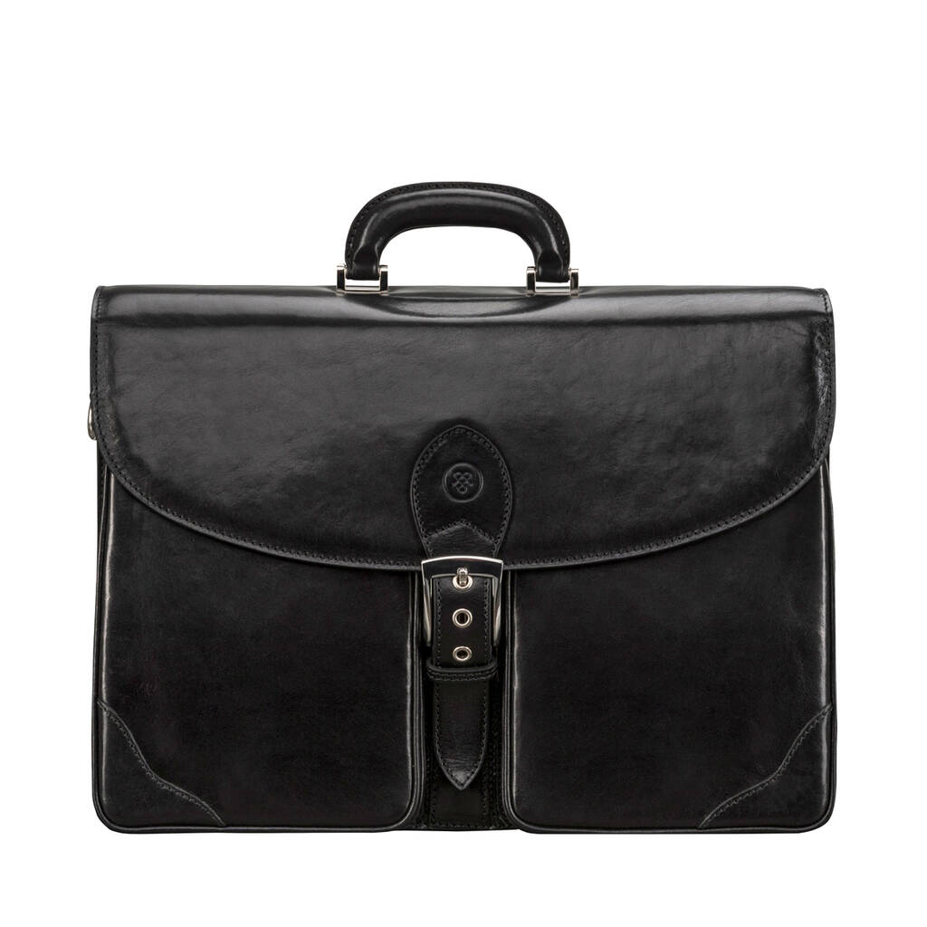 Personalised Large Leather Briefcase 'tomacelli3' By Maxwell Scott Bags
