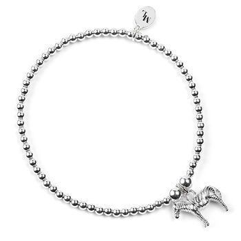 Sterling Silver Ball Bead Bracelet With Zebra Charm, 4 of 7