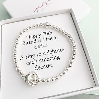 70th Birthday Sterling Silver Bracelet, 2 of 6