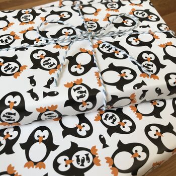 Penguin Wrapping Paper Or Gift Wrap Set, 2 of 12