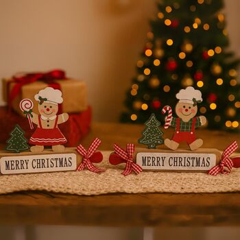 Set Of Two Gingerbread Men “Merry Christmas” Signs, 2 of 2