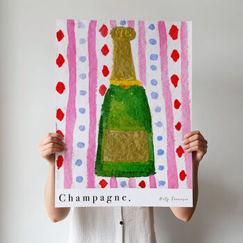Champagne Bottle Art Print Kitchen Poster, 5 of 7