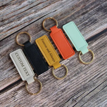 Personalized Leather Keychain Engraved Key Ring Gift, 2 of 8
