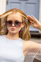 Blue Grey Square Narrow Block Sunglasses, thumbnail 1 of 3