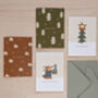 Pack Of Four Cute Scandi Eco Friendly Christmas Cards, thumbnail 1 of 6