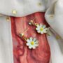 Pink Daisy Flower Zircon Dainty Stud Earrings, thumbnail 9 of 10