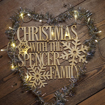 Personalised Wooden Hanging Christmas Family Sign, 3 of 4