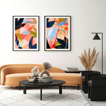 Blue And Pink Abstract Botanical Print Set Of Three, 6 of 12