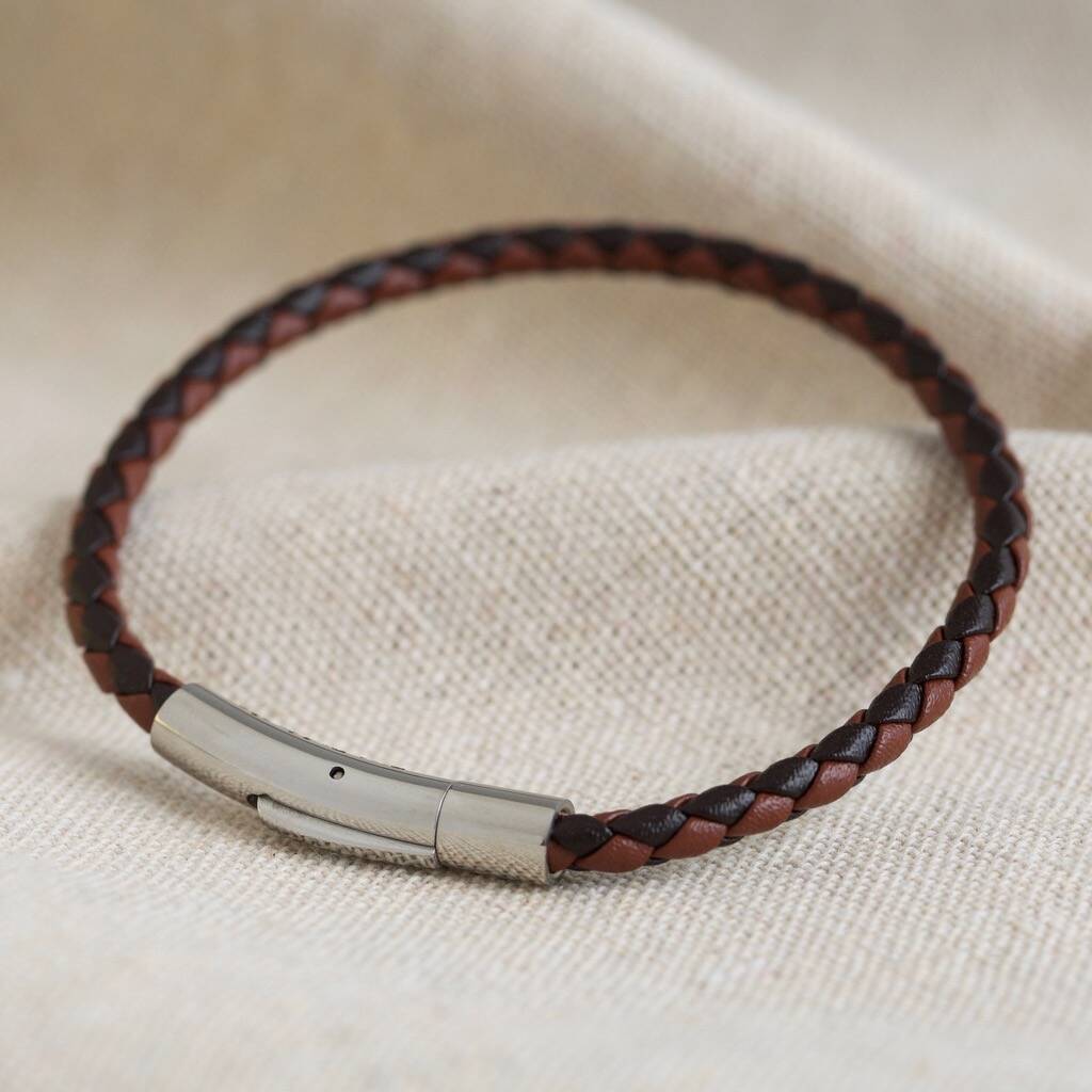 Men's Slim Woven Leather Bracelet By Lisa Angel | notonthehighstreet.com