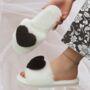Fluffy Black Heart Slippers – Cosy Gift For Her, Ideal For Brides And Bridesmaids, thumbnail 1 of 5
