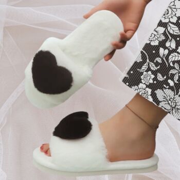 Fluffy Black Heart Slippers – Cosy Winter And Christmas Gift For Her, 2 of 2