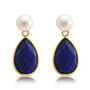 Clara Freshwater Pearl And Lapis Lazuli Drop Earrings, thumbnail 2 of 3