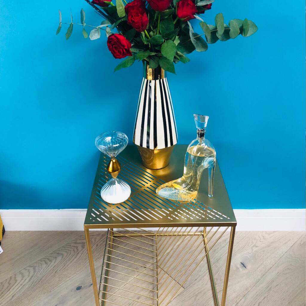 Gold Magazine Rack Table By Ace & Luster