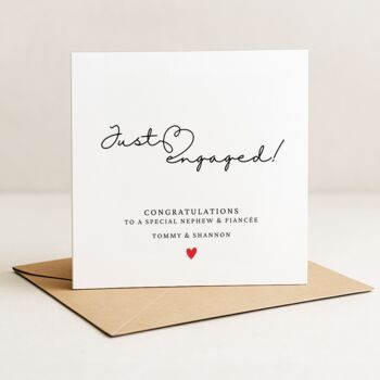 Personalised Just Engaged Card For Nephew And Fiancée, 2 of 6