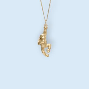 Cheeky Monkey Necklace In 18ct Gold Plated Silver, 12 of 12