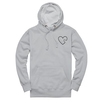 Personalised Puzzle Heart Piece Unisex Hoodie With Initial On Sleeve, 10 of 12