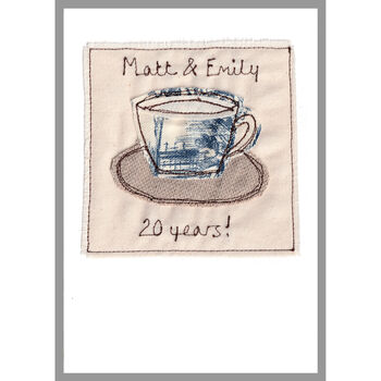Personalised Tea Cup China 20th Anniversary Card, 10 of 12