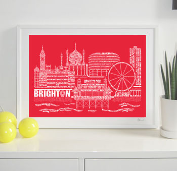 Brighton Skyline Typography Print Personalised, 6 of 7