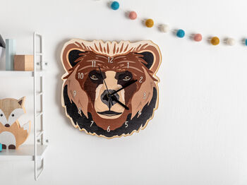 Bear Wooden Bedroom Wall Clock, 4 of 4