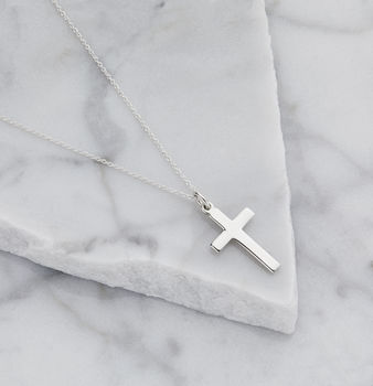 Men's Solid Silver Or Gold Cross Pendant Necklace, 4 of 8