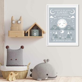 Personalised Keepsake Birth Print Hello Moon, 5 of 5