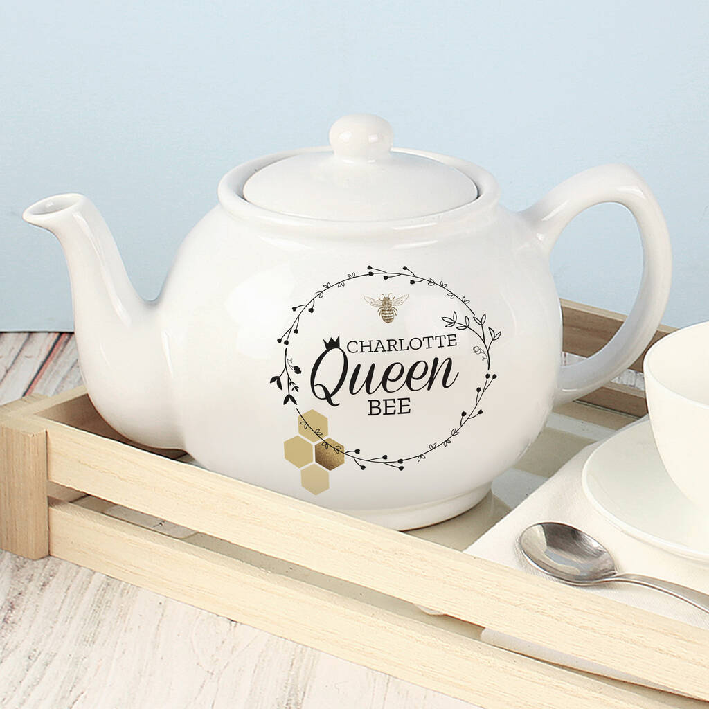 Personalised Queen Bee Teapot Gift By Sassy Bloom As seen on TV