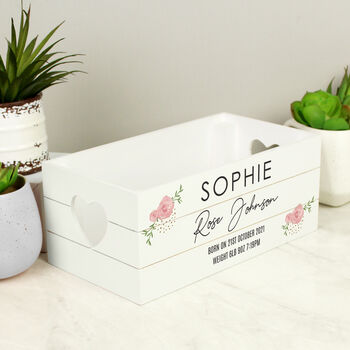 Personalised Abstract Rose White Wooden Crate, 5 of 6