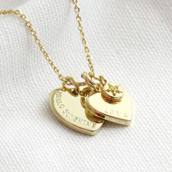 Personalised Double Heart And Birthstone Charm Necklace, 6 of 12