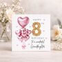 Granddaughter 8th Birthday Card Personalised Pink Heart, thumbnail 1 of 5