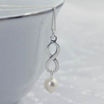 Sterling Silver Infinity Pearl Pendant, 2 of 5