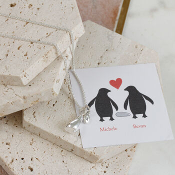 Penguin And Pebble Personalised Silver Necklace, 3 of 11