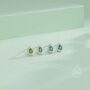 Tiny Emerald Green Droplet Cz Halo Stud Earrings, thumbnail 6 of 11